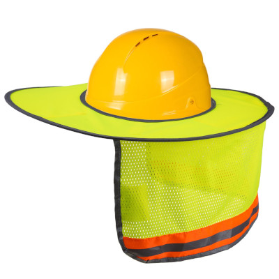 Lime sun protector for hard hat with reflective